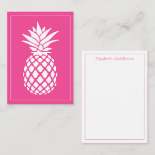 Vornehme weiße Ananas auf Rosa Mitteilungskarte