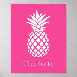 Vornehme weiße Ananas auf Rosa Poster
