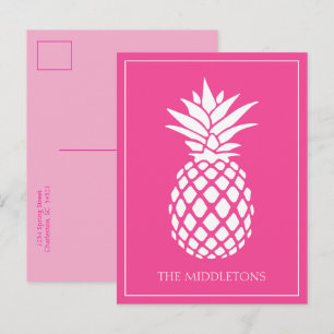 Vornehme weiße Ananas auf Rosa Postkarte