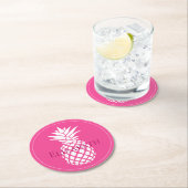 Vornehme weiße Ananas auf Rosa Runder Pappuntersetzer (Vor Ort)