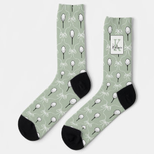 Vornehme weiße Schleife Golf Muster Monogramm Socken