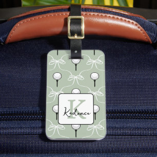 Vornehme Weiße Schleifen-Golf-Muster-Monogramm Gepäckanhänger