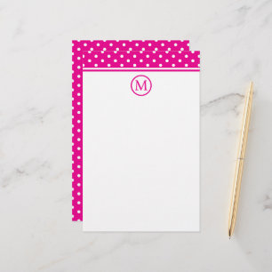 Vornehme weiße Tupfen auf leuchtend rosa Monogramm Briefpapier