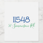 Vornehme Zip-Code-Straßenadresse Personalisierte W Weinetikett (Einzelnes Label)