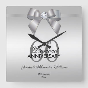 Vornehmer Edelstein-Bogen u. Hochzeitstag des Quadratische Wanduhr