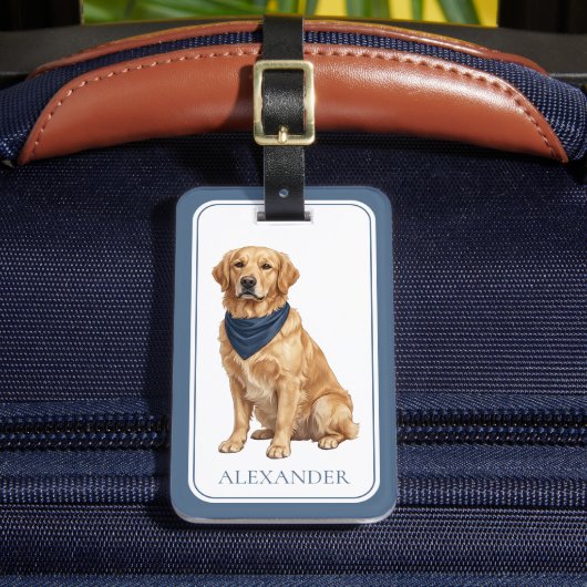 Vornehmer Golden Retriever Gepäckanhänger (Vorderseite Insitu 2)