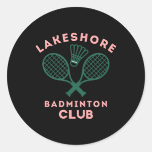 Vornehmer Grafik des Badminton-Clubs am Lakeshore Runder Aufkleber