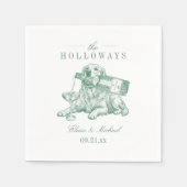 Vornehmer Hellgrüner Golden Retriever Hochzeit Serviette (Vorderseite)