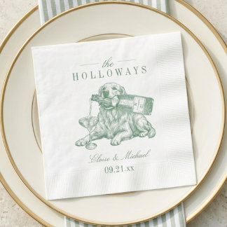 Vornehmer Hellgrüner Golden Retriever Hochzeit Serviette