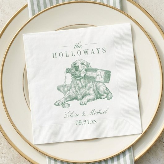 Vornehmer Hellgrüner Golden Retriever Hochzeit Serviette