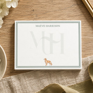 Vornehmer Hellgrüner Monogramm Golden Retriever Post-it Klebezettel