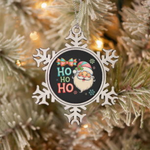 Vornehmer Ho Ho Weihnachtsmann Weihnachten Coquett Schneeflocken Zinn-Ornament