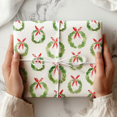 Vornehmer roter Bogen-Weihnachtskranz Geschenkpapier