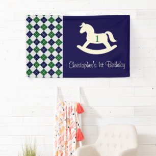 Vornehmer Schaukelpferd-Argyle-Geburtstag zum 1. Banner