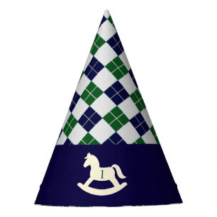 Vornehmer Schaukelpferd-Argyle-Geburtstag zum 1. G Partyhütchen