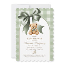 Vornehmer Teddy-Bär Salbeigrün Kariert Baby-Party