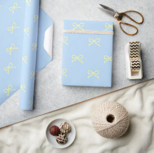 Vornehmes Babymädchen Dusche Blau & Gelber Schleif Geschenkpapier