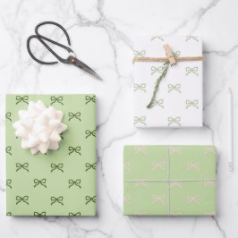 Vornehmes Babymädchen-Shower Chic Grünes Schleifen Geschenkpapier Set