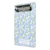 Vornehmes Blau & Grüne Hortensien Monogramm Mini Klemmbrett (Gewinkelt2)