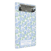 Vornehmes Blau & Grüne Hortensien Monogramm Mini Klemmbrett (Schrägansicht)