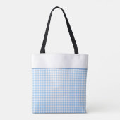 Vornehmes Blau-Weiß-Gingham und Schleife Tasche (Rückseite)