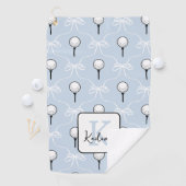 Vornehmes Blau-Weiß-Schleifenmuster Monogramm Golfhandtuch (Insitu)