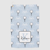 Vornehmes Blau-Weiß-Schleifenmuster Monogramm Golfhandtuch (Vorderseite)