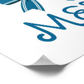 Vornehmes blau-weißes Schleifenmonogramm Poster (Ecke)