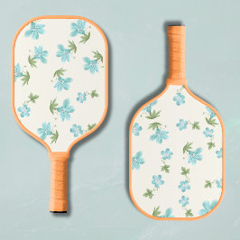 Vornehmes florales Cottagecore Elfenbein & Hellbla Pickleball Schläger