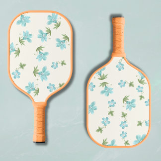 Vornehmes florales Cottagecore Elfenbein & Hellbla Pickleball Schläger