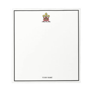Vornehmes goldrotes heraldisches Wappen Fleur de L Notizblock