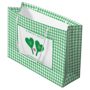 Vornehmes grünes und rosa Hochzeits-Pickleball Große Geschenktüte