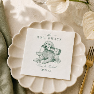 Vornehmes Hellgrün Golden Doodle Champagner-Hochze Serviette