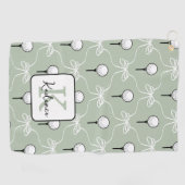 Vornehmes Hellgrün-Weiß-Schleifenmuster-Monogramm  Golfhandtuch (Horizontal)