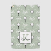 Vornehmes Hellgrün-Weiß-Schleifenmuster-Monogramm  Golfhandtuch (Vorderseite)