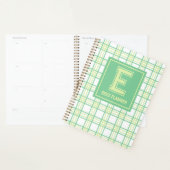 Vornehmes Karo-Varsity-Monogramm Grün-Lime Planer (Anzeige)