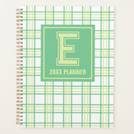 Vornehmes Karo-Varsity-Monogramm Grün-Lime Planer