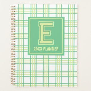 Vornehmes Karo-Varsity-Monogramm Grün-Lime Planer