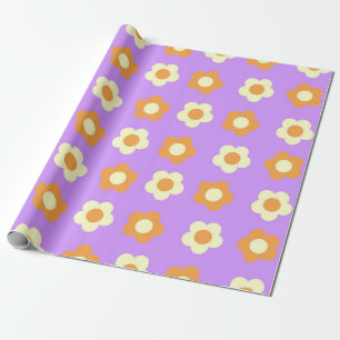 Vornehmes lila-orange-blumiges einfaches Blumenmus Geschenkpapier