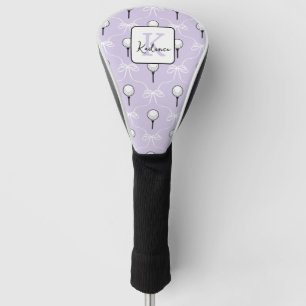 Vornehmes Lila-Weiß-Schleifenmuster-Monogramm Golf Headcover