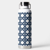 Vornehmes Navy-Blau-Rattan-Flechtwerk-Monogramm Trinkflasche (Rückseite)