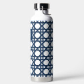 Vornehmes Navy-Blau-Rattan-Flechtwerk-Monogramm Trinkflasche (links)