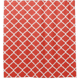 Vornehmes orange Rot Moraccan Quatrefoil Muster Duschvorhang