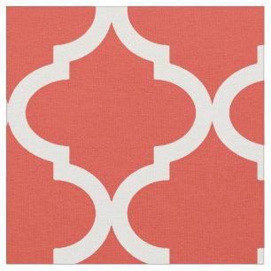 Vornehmes orange Rot Moraccan Quatrefoil Muster Stoff
