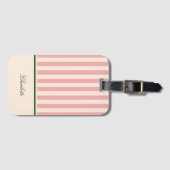 Vornehmes Pastellrosa Gestreift Gepäckanhänger (Vorderseite (Horizontal))