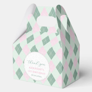 Vornehmes Pink-Grün-Golf-Thema 1. Geburtstagsfeier Geschenkschachtel
