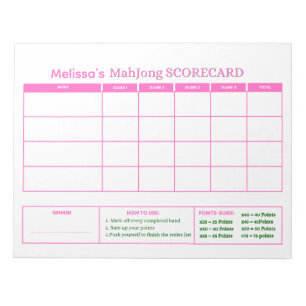 Vornehmes Pink-Spiel-Scorecard benutzerdefinierter Notizblock