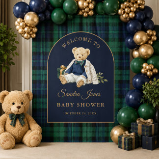 Vornehmes Polo-Teddybär-Baby-Shower-Hintergrundbil Wandteppich