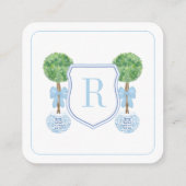 Vornehmes QR-Code-Monogramm-Topiary-Register oder Begleitkarte (Rückseite)