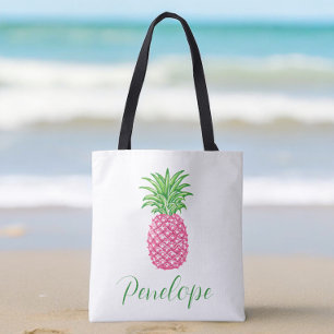 Vornehmes Rosa Ananas Tropical Personalisiert  Tasche
